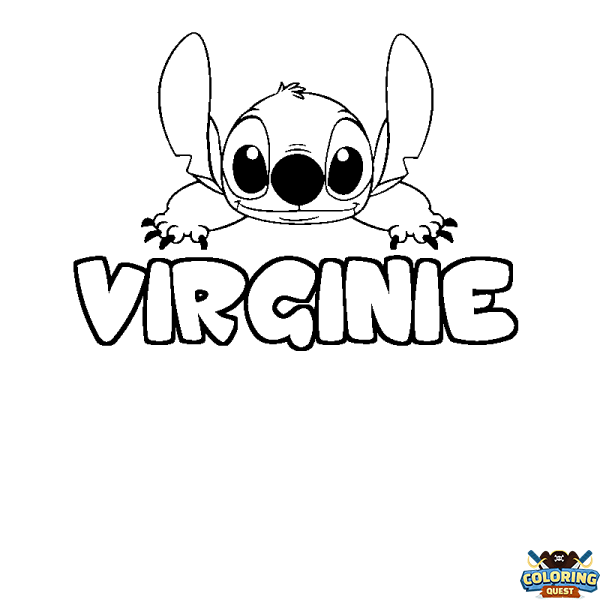 Coloring page first name VIRGINIE - Stitch background