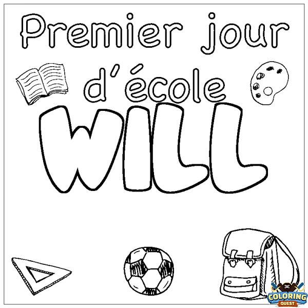 Coloring page first name WILL - School First day background
