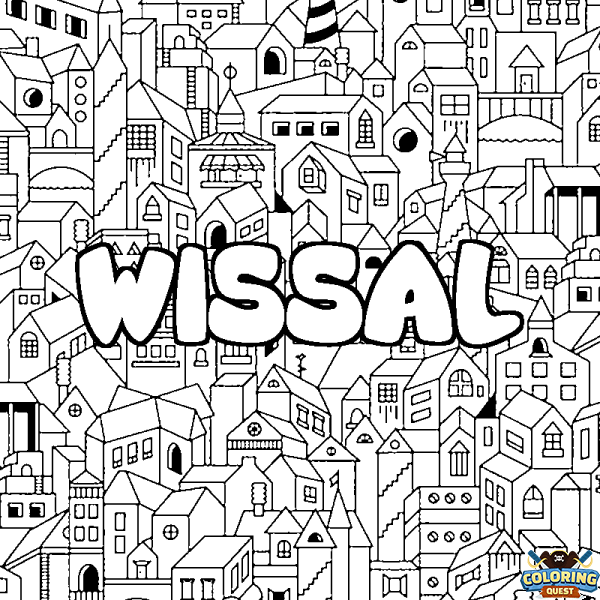 Coloring page first name WISSAL - City background
