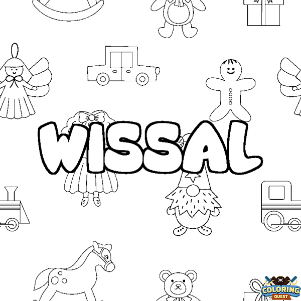 Coloring page first name WISSAL - Toys background