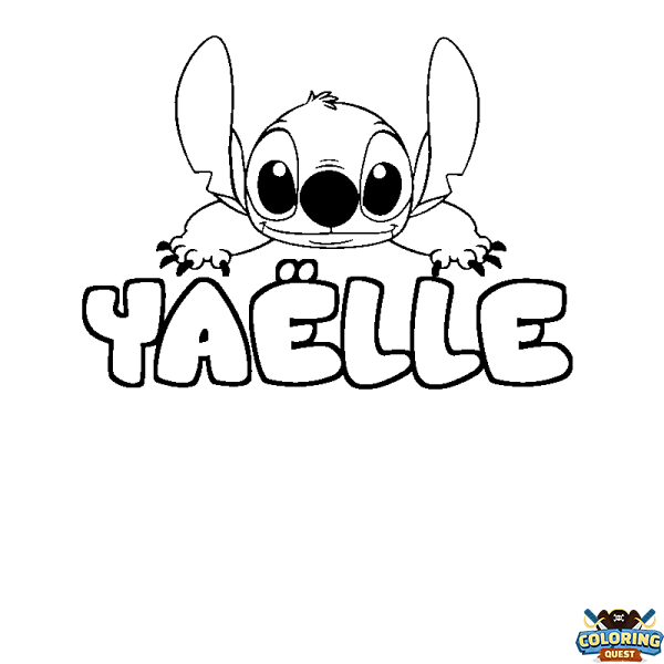 Coloring page first name YA&Euml;LLE - Stitch background