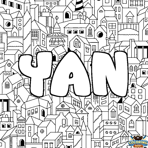 Coloring page first name YAN - City background