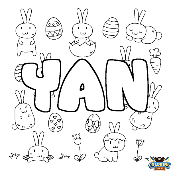 Coloring page first name YAN - Easter background
