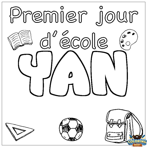Coloring page first name YAN - School First day background