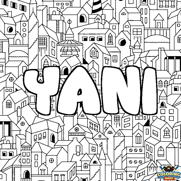 Coloring page first name YANI - City background