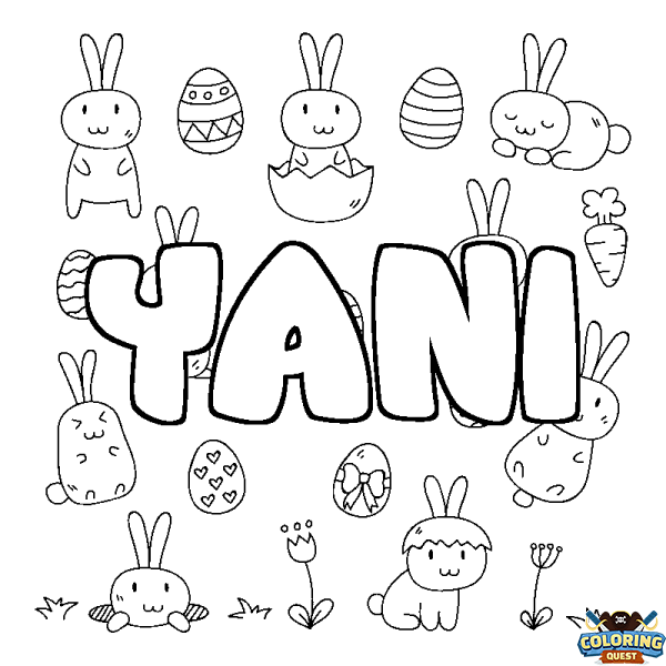 Coloring page first name YANI - Easter background