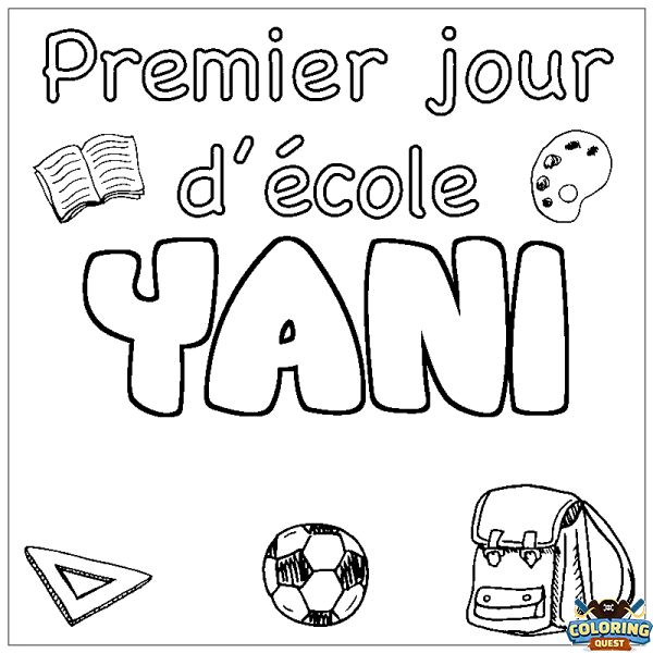 Coloring page first name YANI - School First day background
