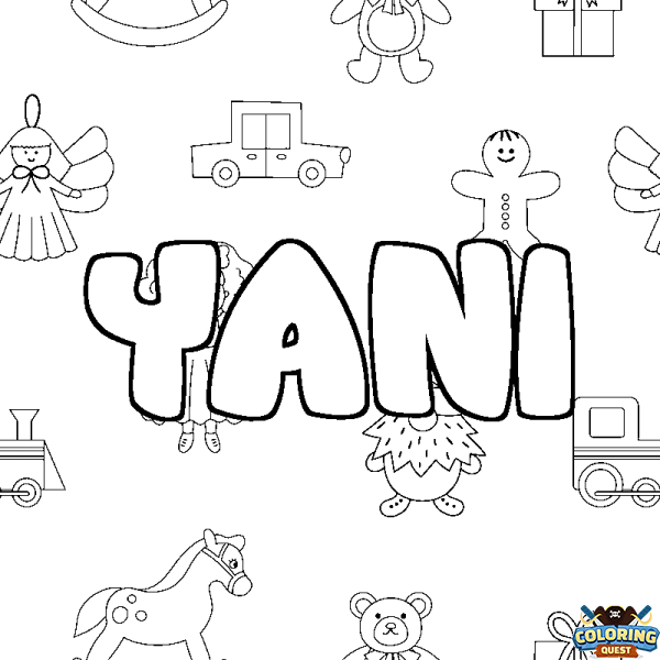 Coloring page first name YANI - Toys background