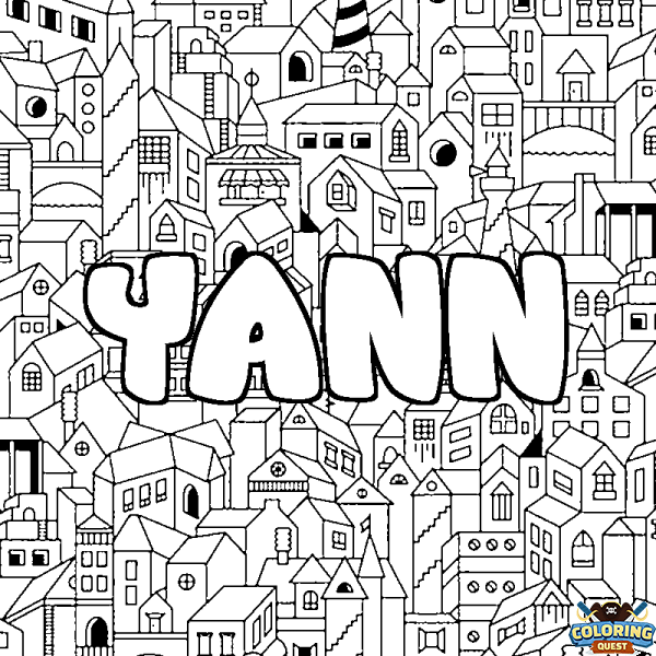 Coloring page first name YANN - City background