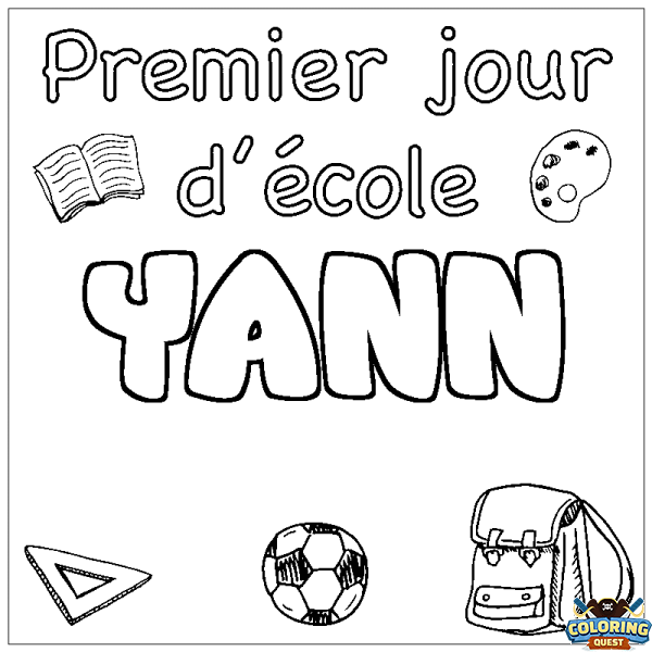 Coloring page first name YANN - School First day background