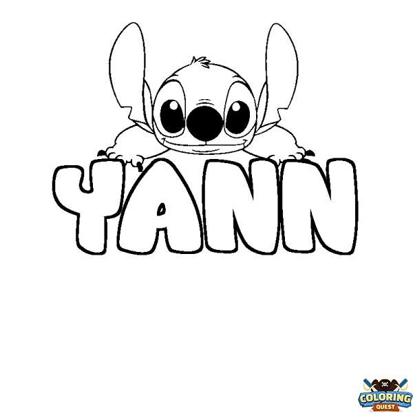 Coloring page first name YANN - Stitch background