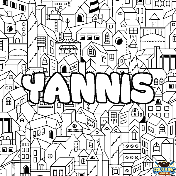 Coloring page first name YANNIS - City background
