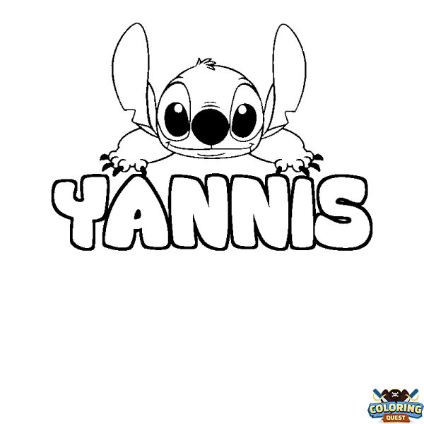 Coloring page first name YANNIS - Stitch background