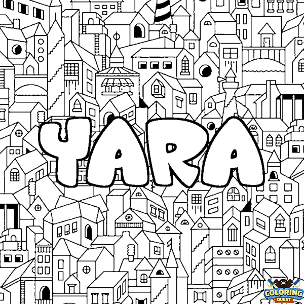 Coloring page first name YARA - City background