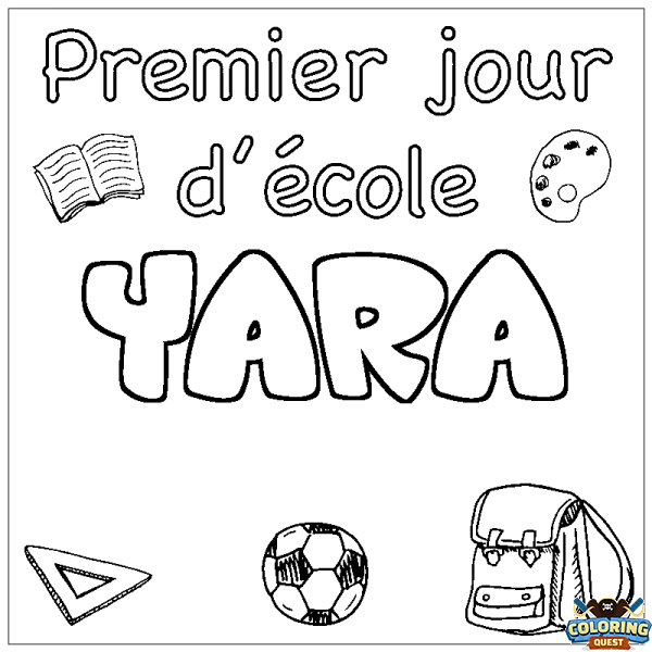 Coloring page first name YARA - School First day background