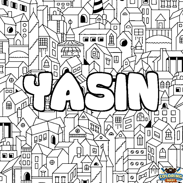Coloring page first name YASIN - City background
