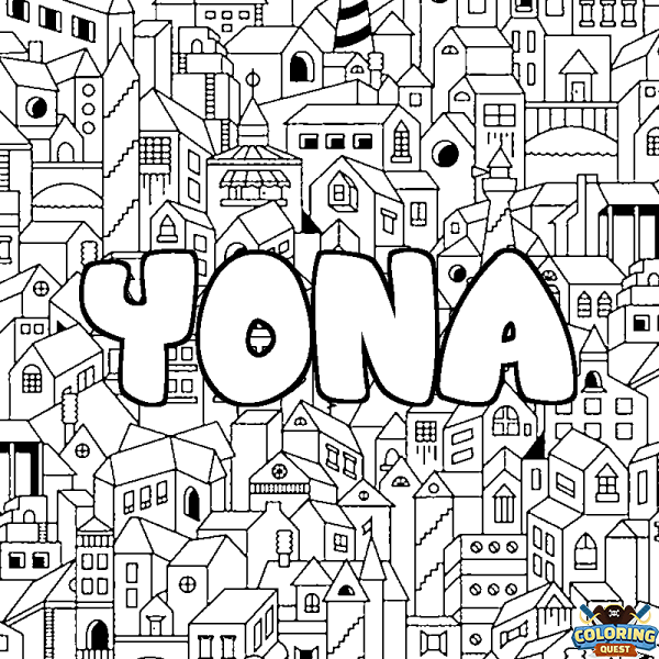 Coloring page first name YONA - City background