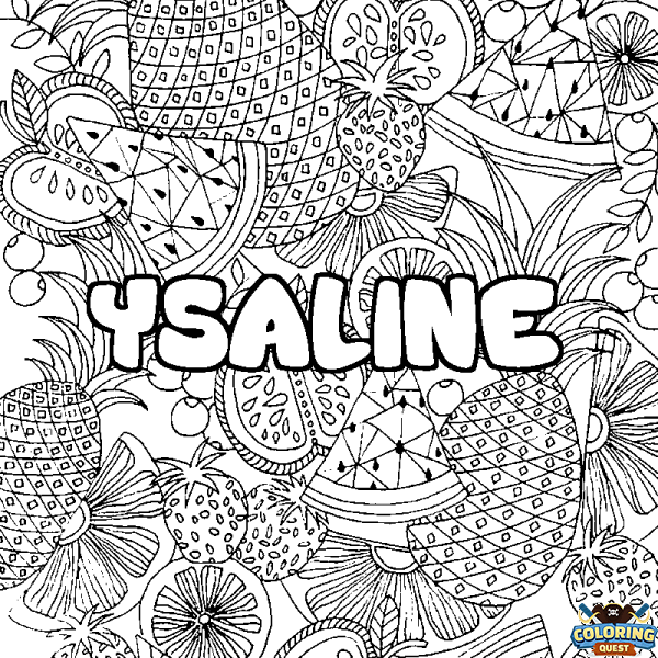 Coloring page first name YSALINE - Fruits mandala background