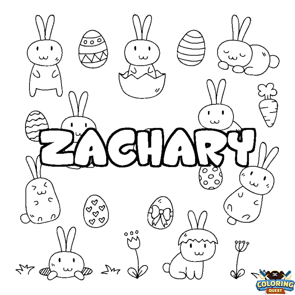 Coloring page first name ZACHARY - Easter background