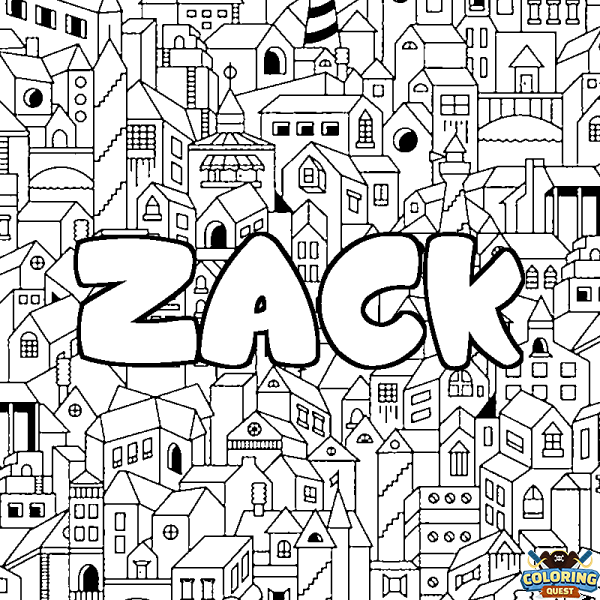 Coloring page first name ZACK - City background