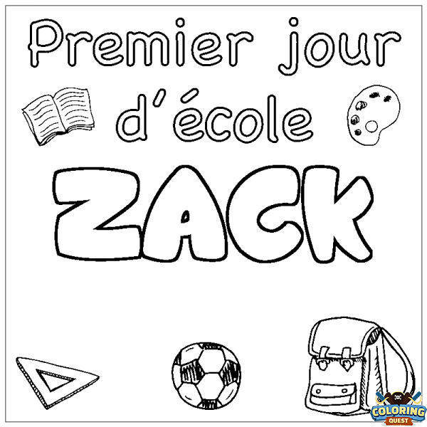 Coloring page first name ZACK - School First day background