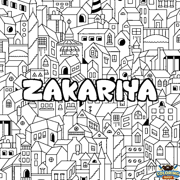 Coloring page first name ZAKARIYA - City background