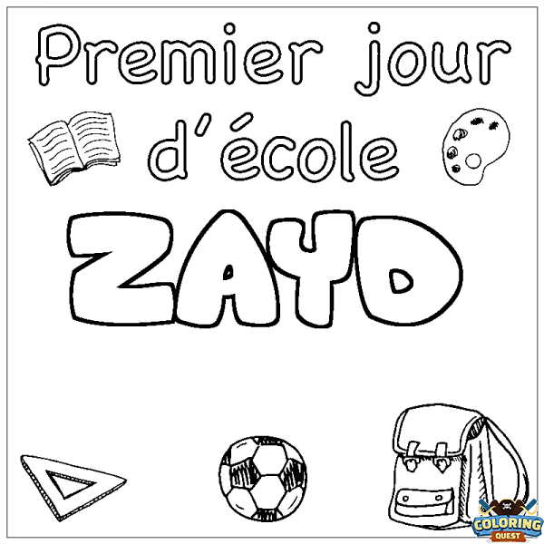 Coloring page first name ZAYD - School First day background