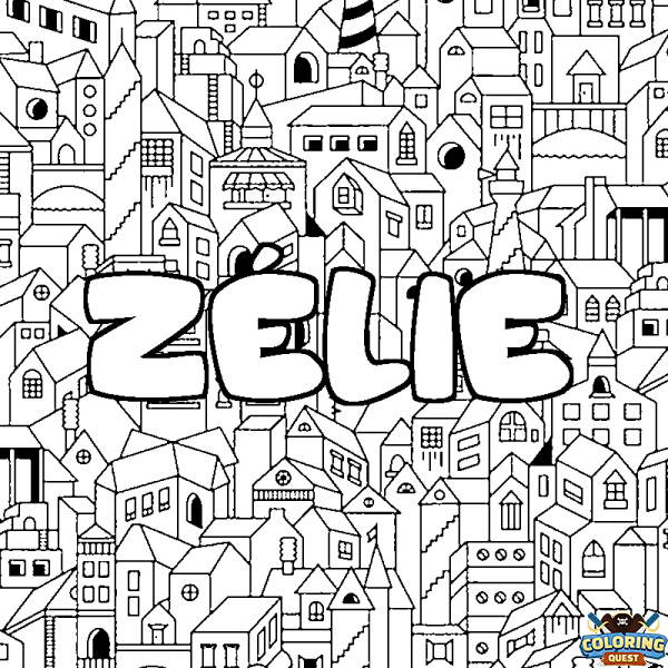 Coloring page first name Z&Eacute;LIE - City background