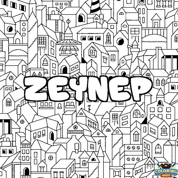 Coloring page first name ZEYNEP - City background