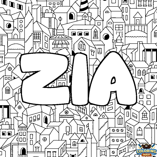 Coloring page first name ZIA - City background