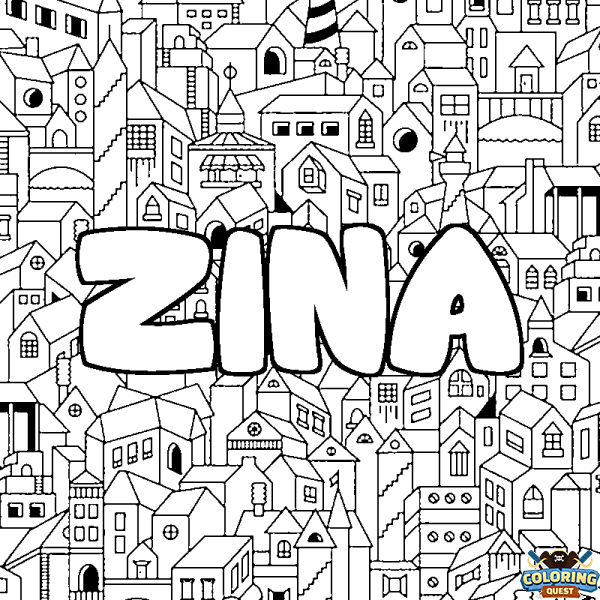 Coloring page first name ZINA - City background