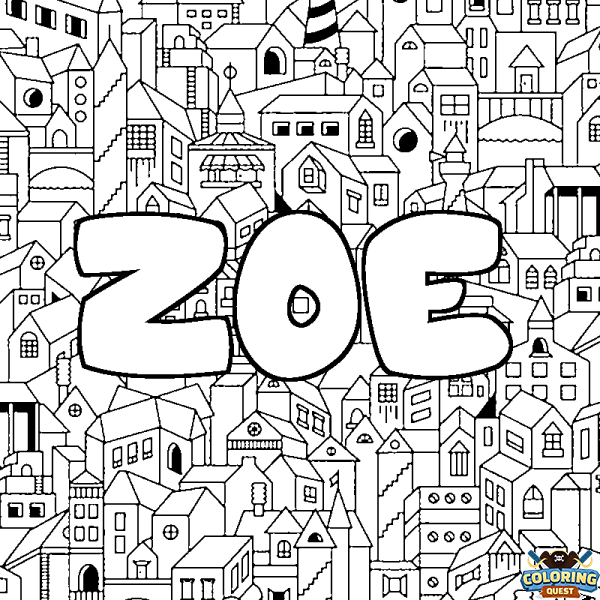 Coloring page first name ZOE - City background