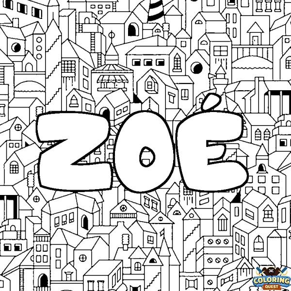 Coloring page first name ZO&Eacute; - City background