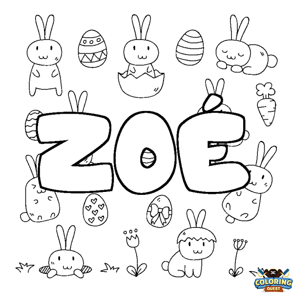 Coloring page first name ZO&Eacute; - Easter background