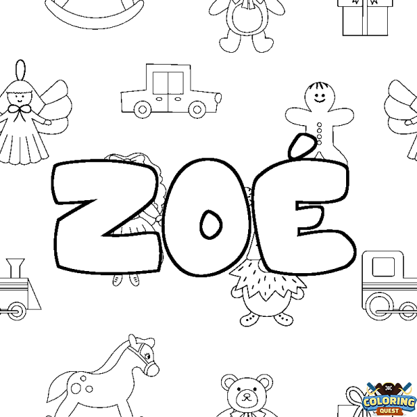 Coloring page first name ZO&Eacute; - Toys background