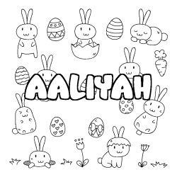 Coloring page first name AALIYAH - Easter background