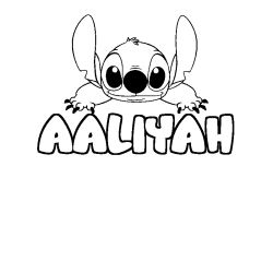 Coloring page first name AALIYAH - Stitch background