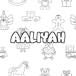 Coloring page first name AALIYAH - Toys background