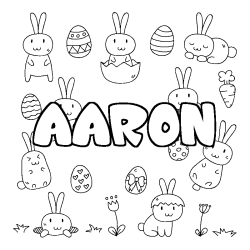 Coloring page first name AARON - Easter background