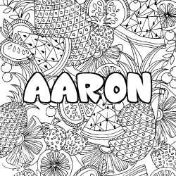 Coloring page first name AARON - Fruits mandala background