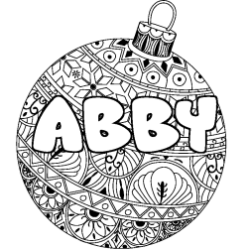 Coloring page first name ABBY - Christmas tree bulb background