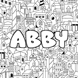 Coloring page first name ABBY - City background