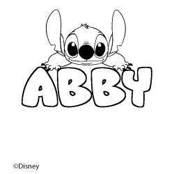 Coloring page first name ABBY - Stitch background