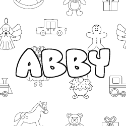 Coloring page first name ABBY - Toys background