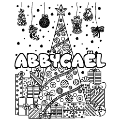 Coloring page first name ABBYGAËL - Christmas tree and presents background