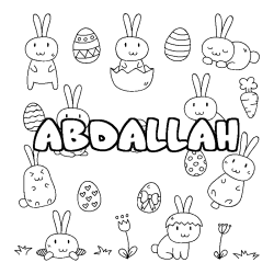 Coloring page first name ABDALLAH - Easter background