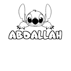 Coloring page first name ABDALLAH - Stitch background