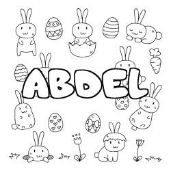 Coloring page first name ABDEL - Easter background