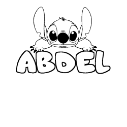 Coloring page first name ABDEL - Stitch background