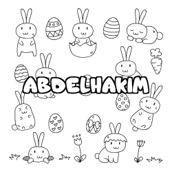 Coloring page first name ABDELHAKIM - Easter background